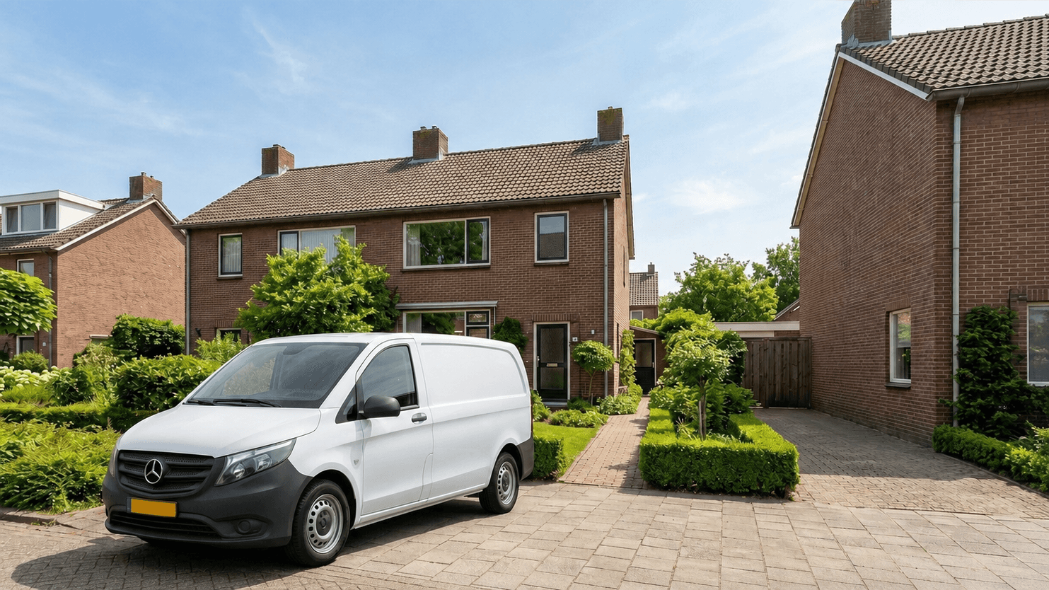 Servicebus van Friesland Isoleert bij een Nederlandse woning